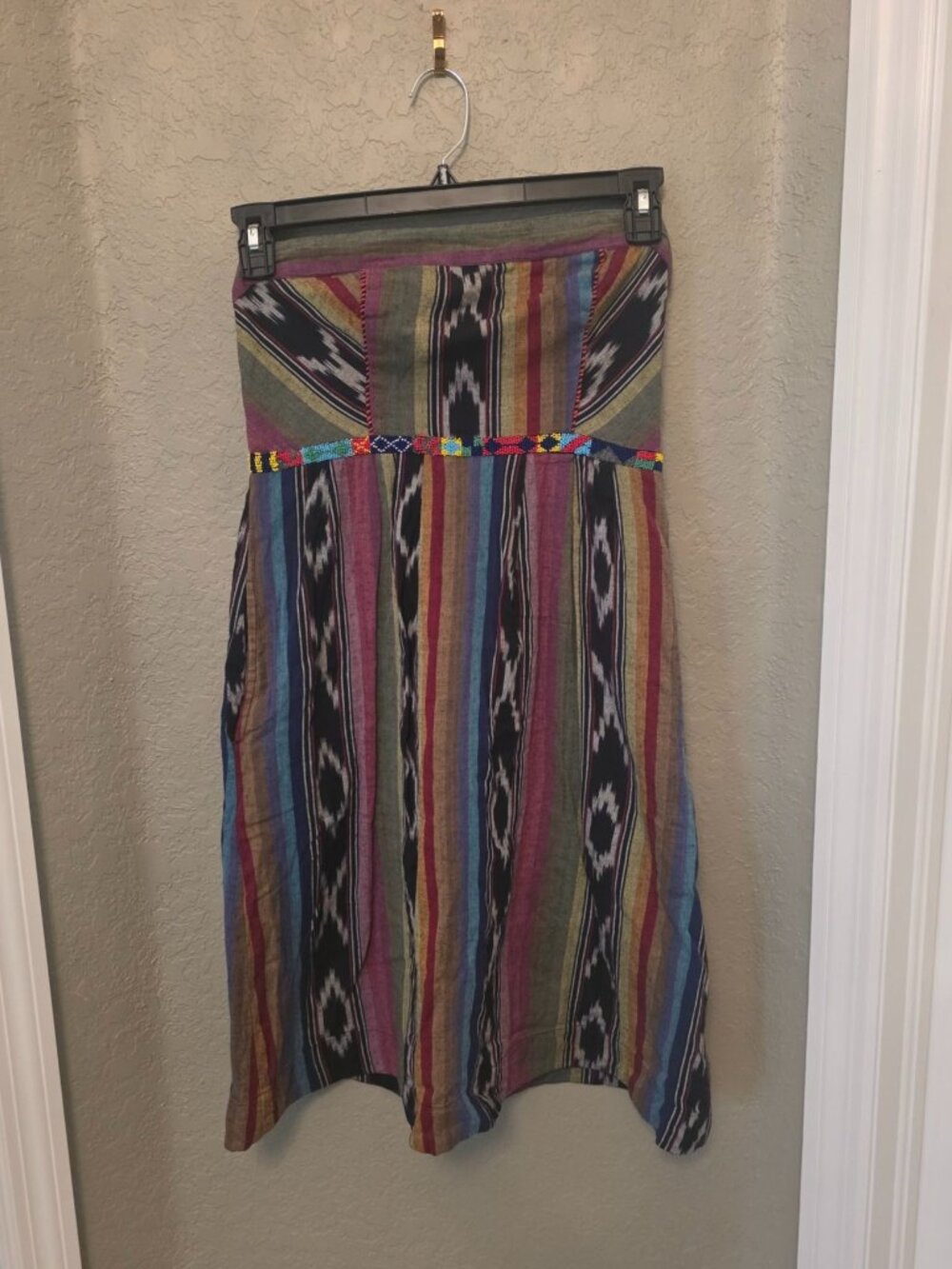 Edme & Esyllte Anthropologie Ikat Aztec Beaded Cotton Strapless Dress 6